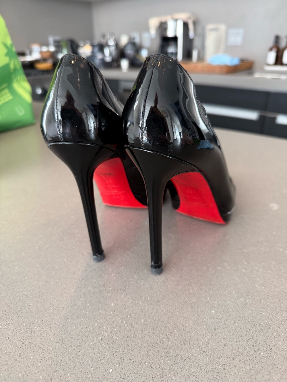 Christian Louboutin Black Patent Stiletto Heels with Signature Red Sole